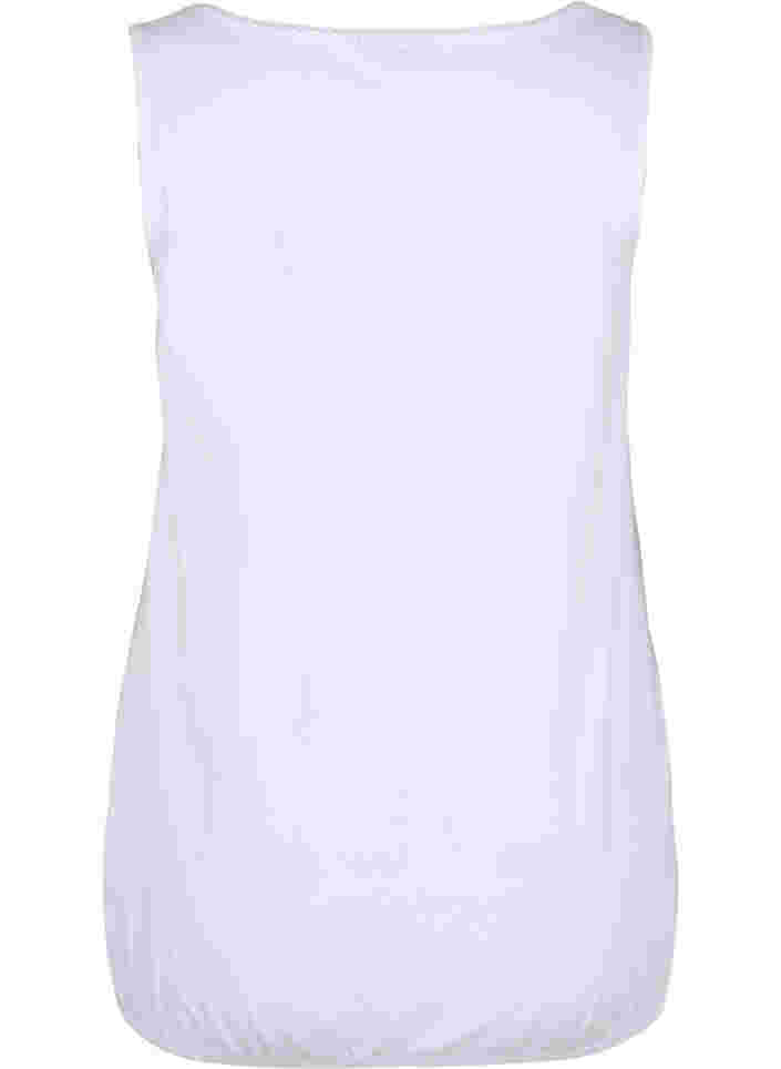 Katoenen top met ronde hals en kanten rand, Bright White, Packshot image number 1