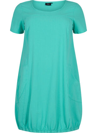 Katoenen jurk met korte mouwen, Aqua Green, Packshot image number 0