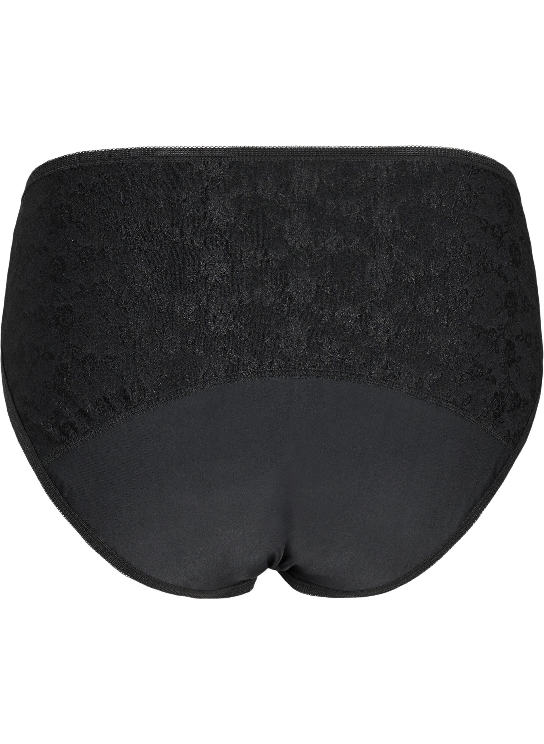 Zizzi Menstruatieslip met kant, Black/lace, Packshot image number 1