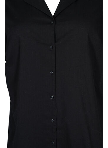 Lange katoenen blouse met korte mouwen, Black, Packshot image number 2