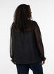 Overhemdblouse met kanten inzet en stippenpatroon, Zwart, Model image number 2