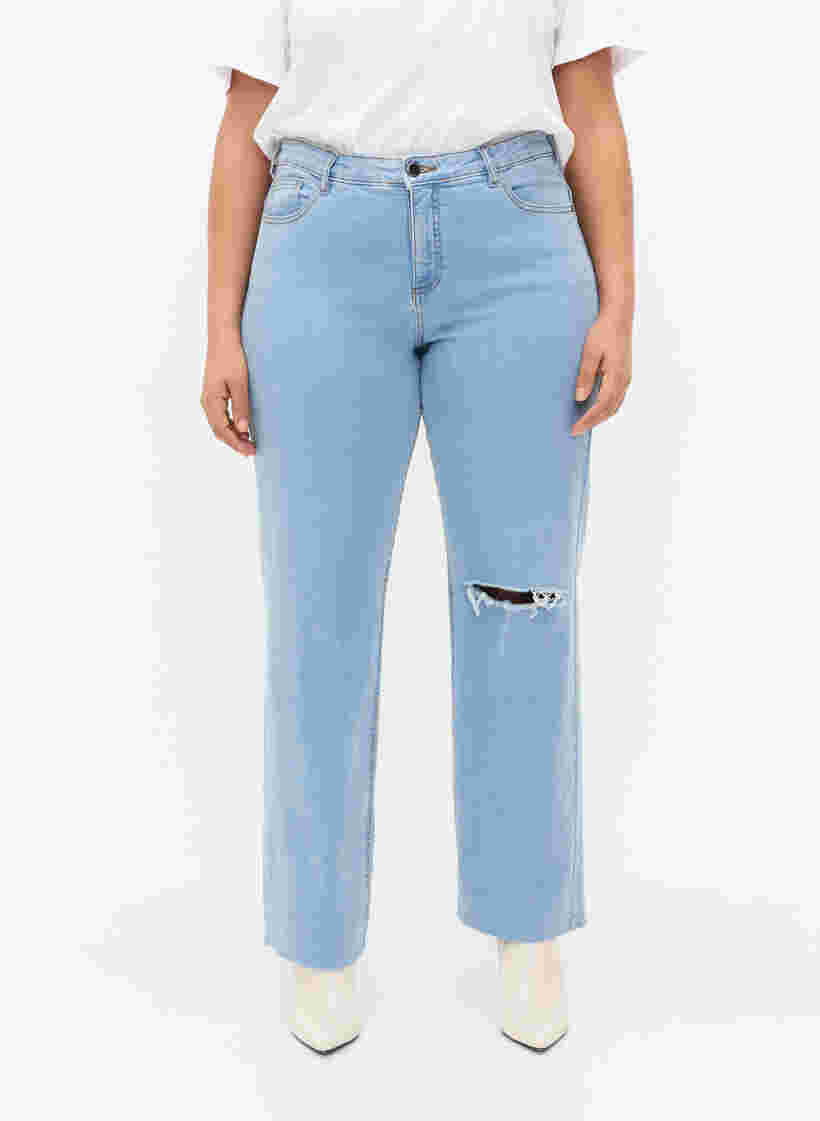 High waist Gemma jeans met gat op de knie, Ex Lgt Blue, Model image number 2