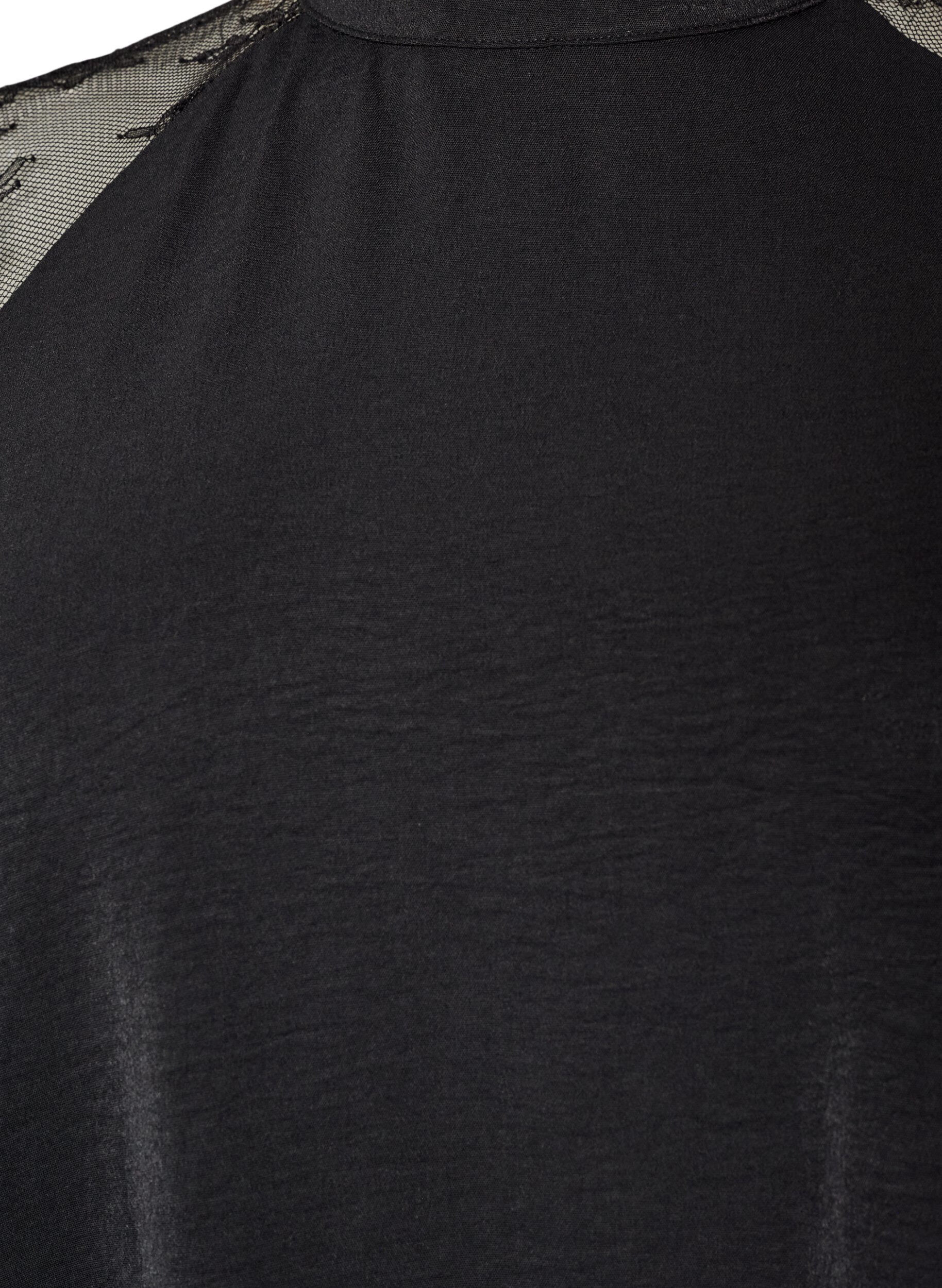 ZizziBlouse met korte kanten mouwen en hoge hals, Zwart, Packshot image number 2