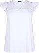T-shirt van biologisch katoen met broderie anglaise, Bright White, Packshot image number 0