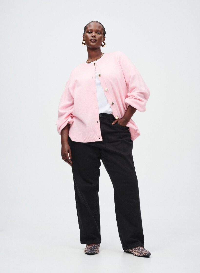 Losse jeans met gekorte lengte, Zwart, Image image number 0