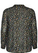 Blouse met all-overprint en korte knoopsluiting, Zwart, Packshot image number 1