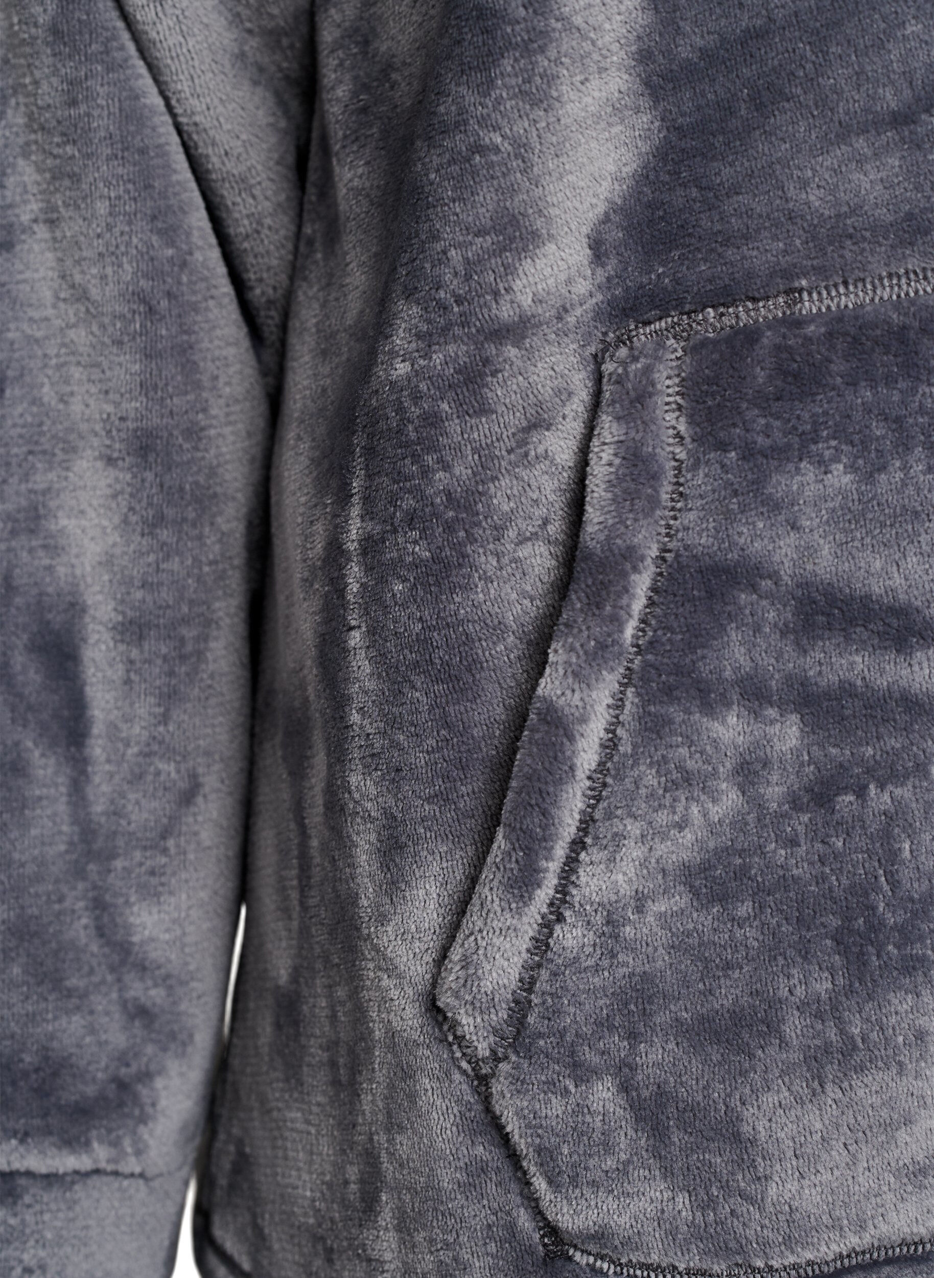 ZizziVelours hoodie met kangoeroezak, Grijs, Packshot image number 3