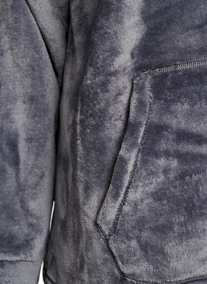 Velours hoodie met kangoeroezak, Grijs, Packshot image number 3