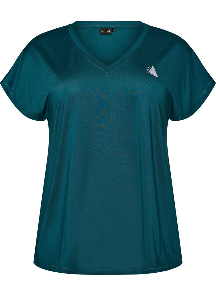 Losvallend trainings-T-shirt met V-hals, Groen, Packshot image number 0
