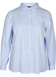 Gestreepte blouse in katoen, White/Blue stripe
