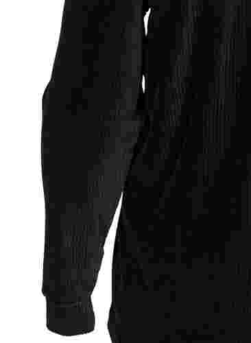 Velours blouse met hoge hals en ritssluiting, Black, Packshot image number 3