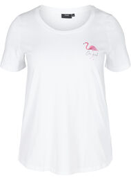 T-shirt met print, White Flamingo