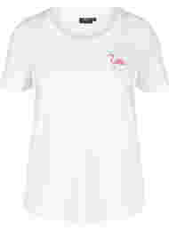 T-shirt met print, White Flamingo