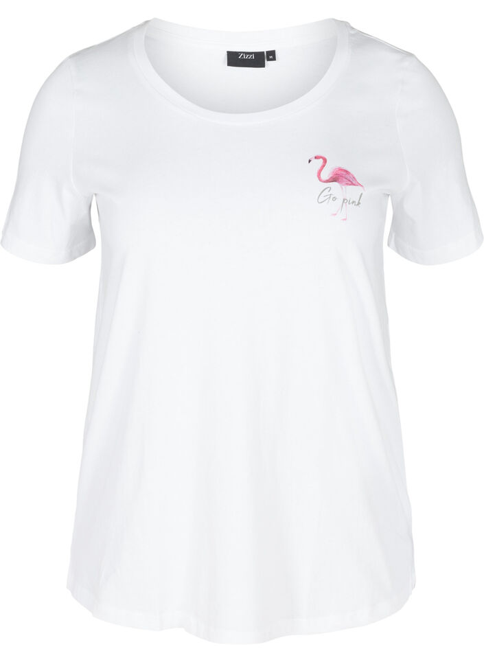 T-shirt met print, White Flamingo, Packshot image number 0