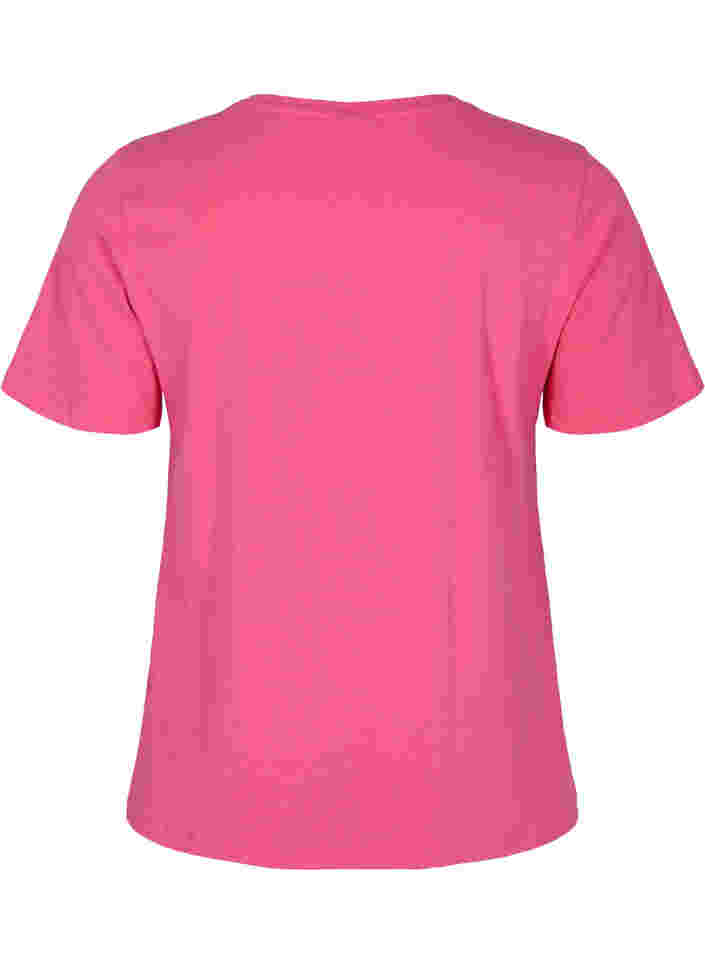 Basic t-shirt in effen kleur met katoen, Hot Pink, Packshot image number 1