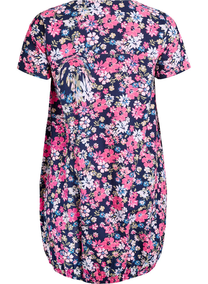 Katoenen jurk met korte mouwen en print, Blauw, Packshot image number 1