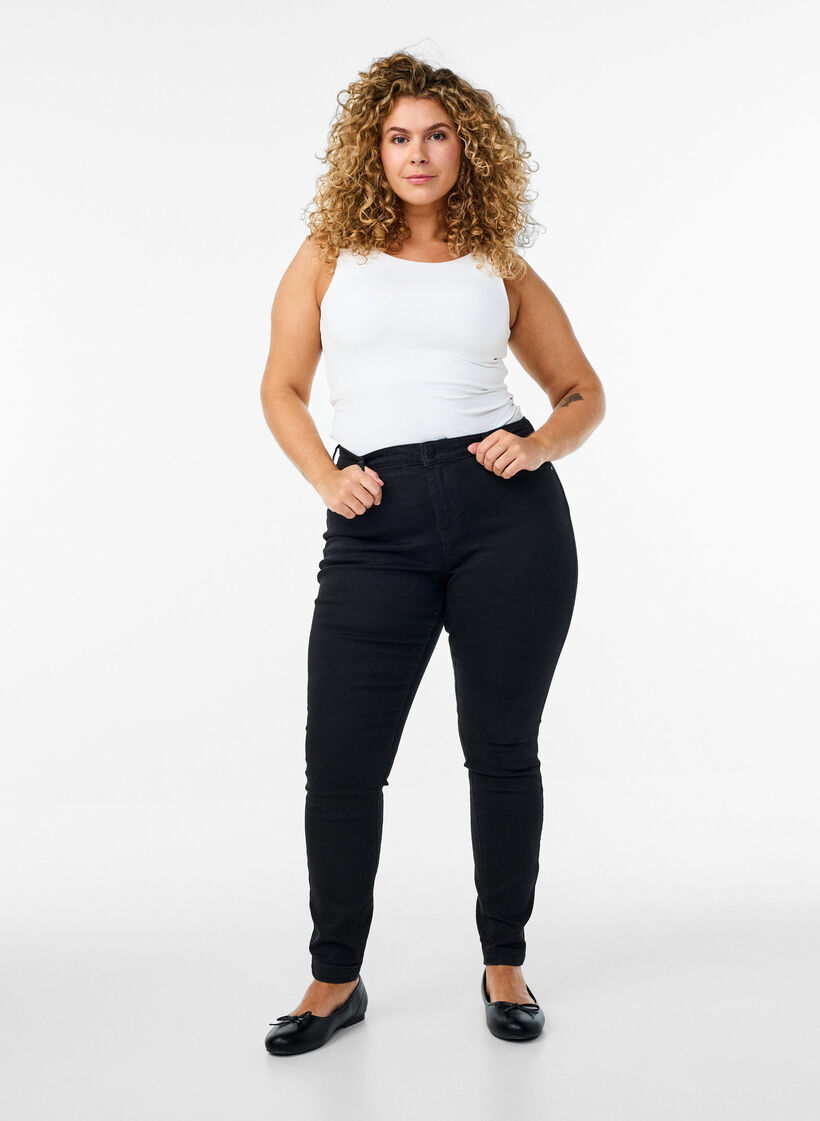 Katoenmix jeggings, Zwart, Model image number 0