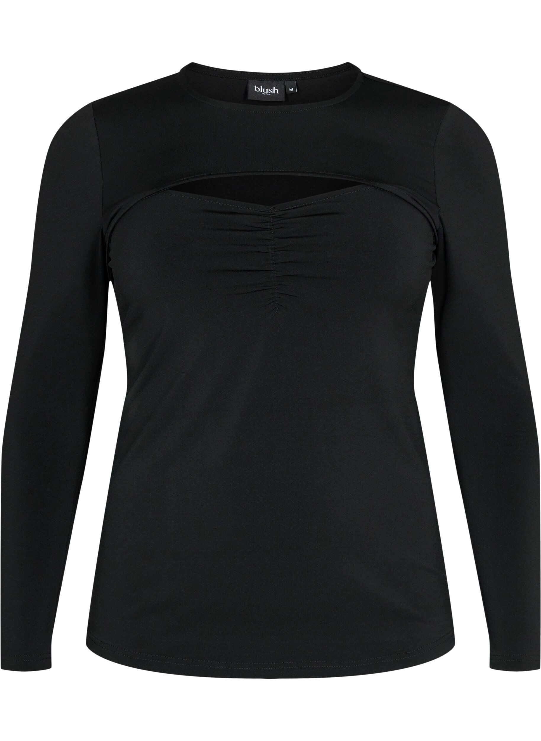 Zizzi Gesneden blouse met lange mouw, Black, Packshot image number 0