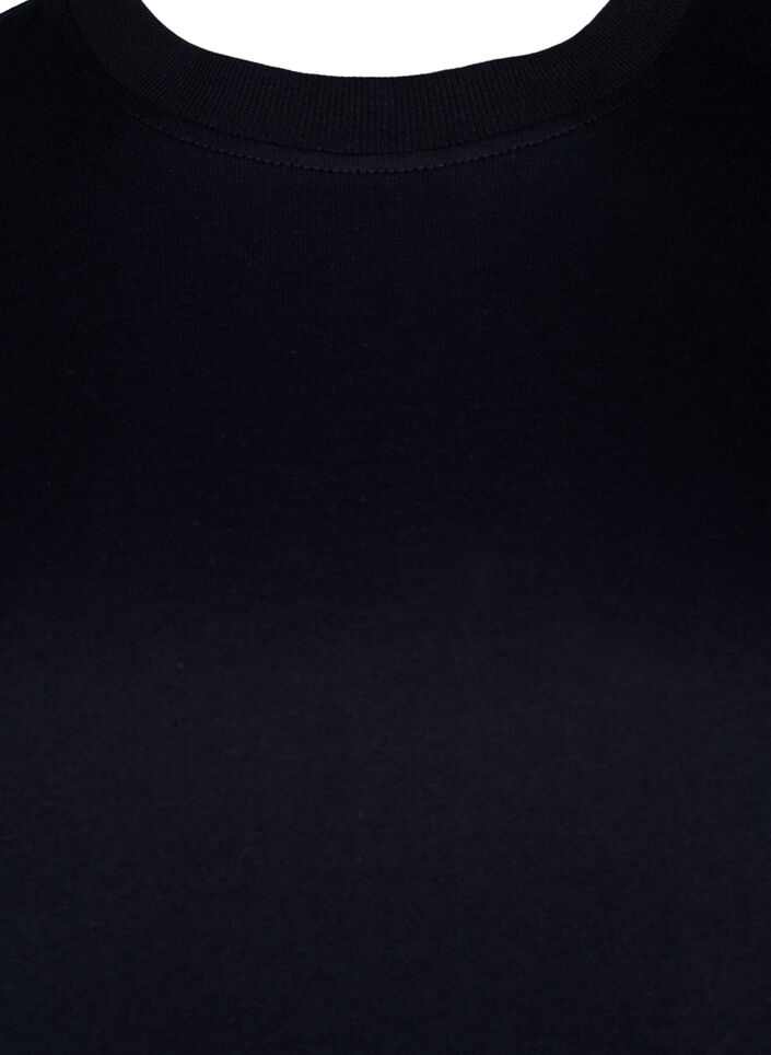Basic katoenen T-shirt met ronde hals, Zwart, Packshot image number 2