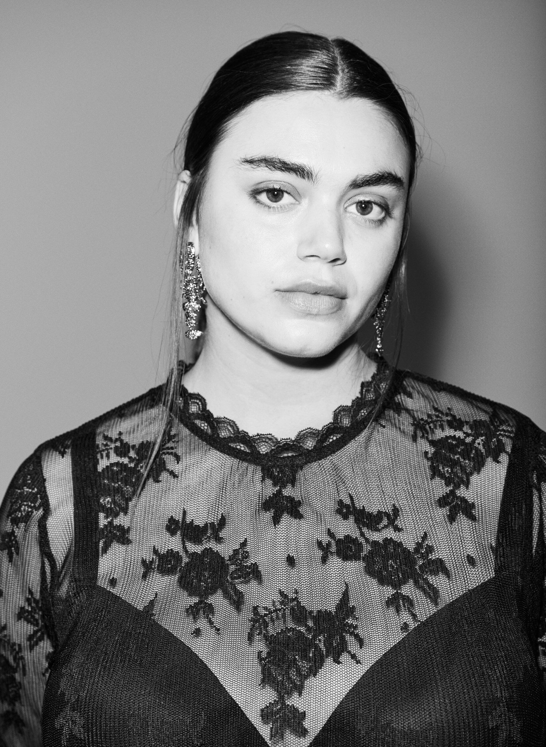 Zizzi Mesh blouse met lange mouwen met kantpatroon, Zwart, Image image number 0