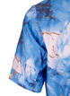 Viscose blouse met marmerprint en korte mouwen, Blauw, Packshot image number 3