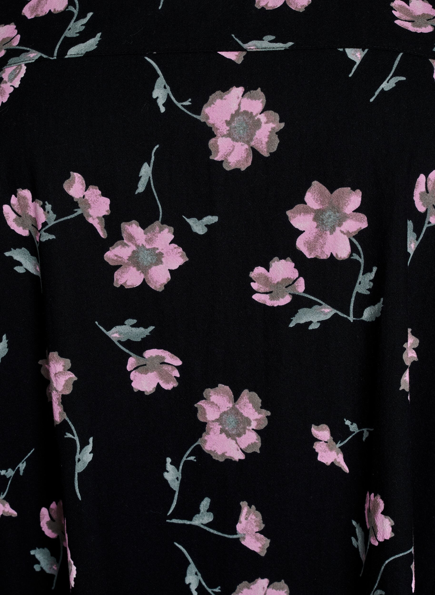 ZizziKatoenen jurk met korte mouwen en print, Zwart, Packshot image number 2