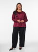 Satijnen blouse met kanten applicatie en parels, Rood, Model image number 1