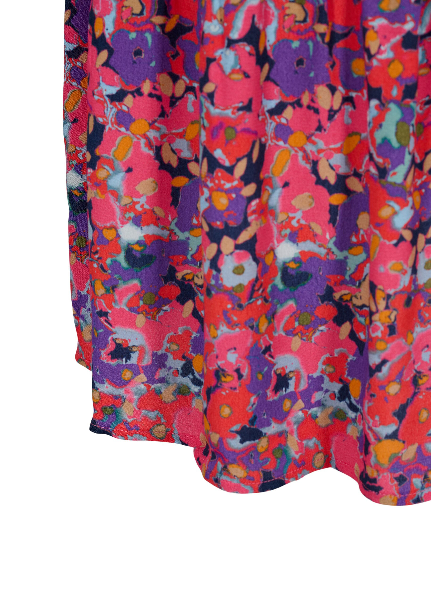 Zizzi Viscose tuniek met A-lijn snit, Pink Small FL. AOP, Packshot image number 3