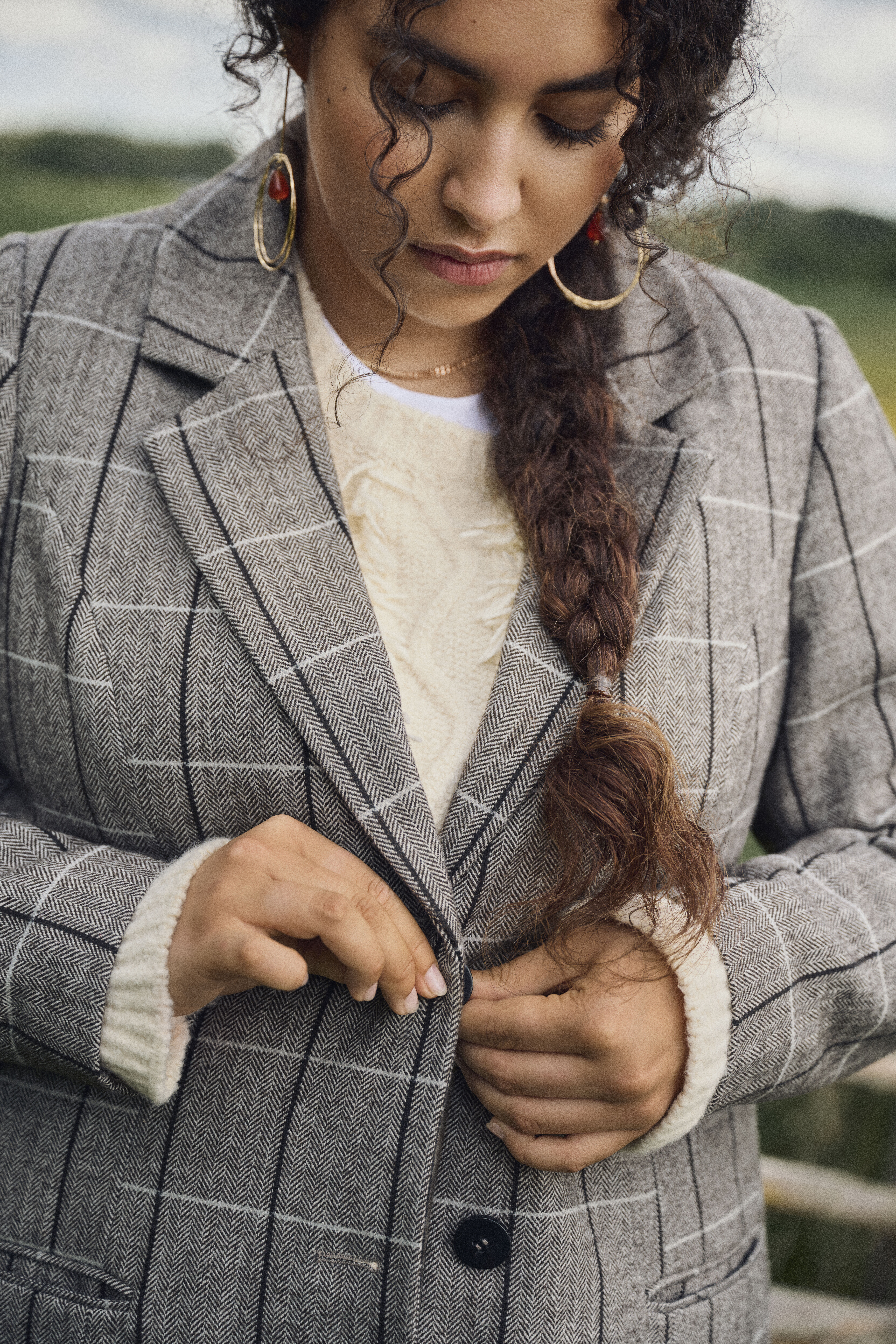 Zizzi Set met grijze ruitjes, , Model