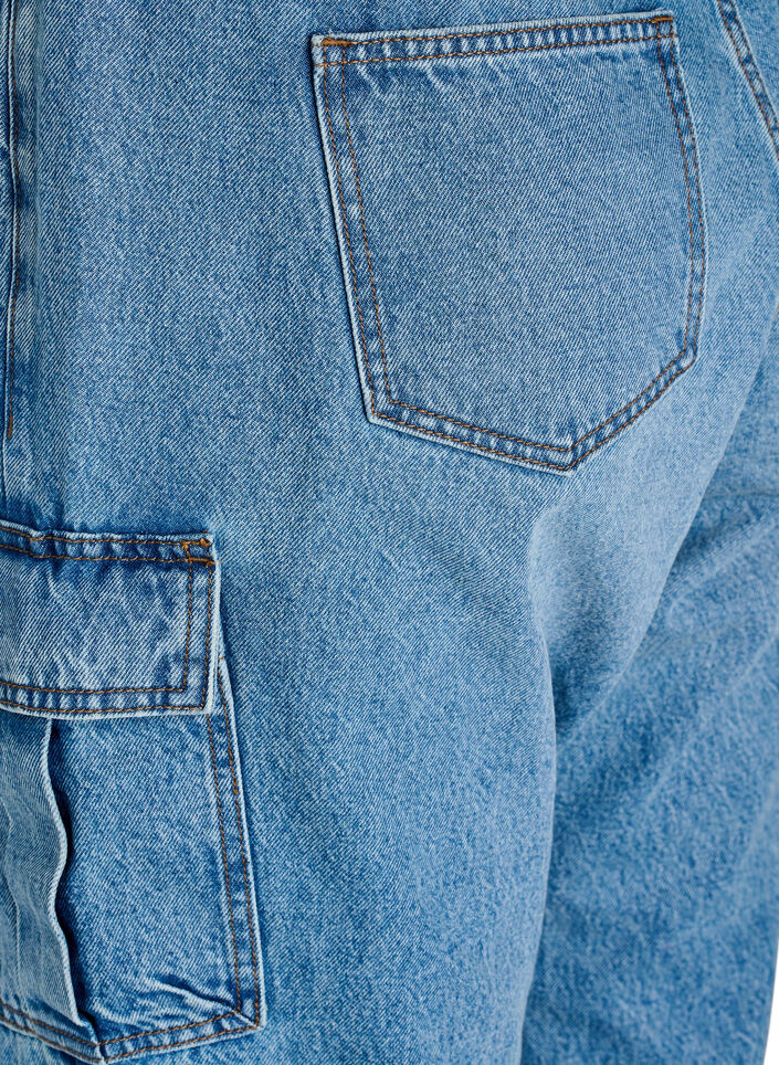 Losse pasvorm cargo jeans met hoge taille, Light Blue, Packshot image number 3