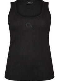 Nauwsluitende top met motief, Zwart