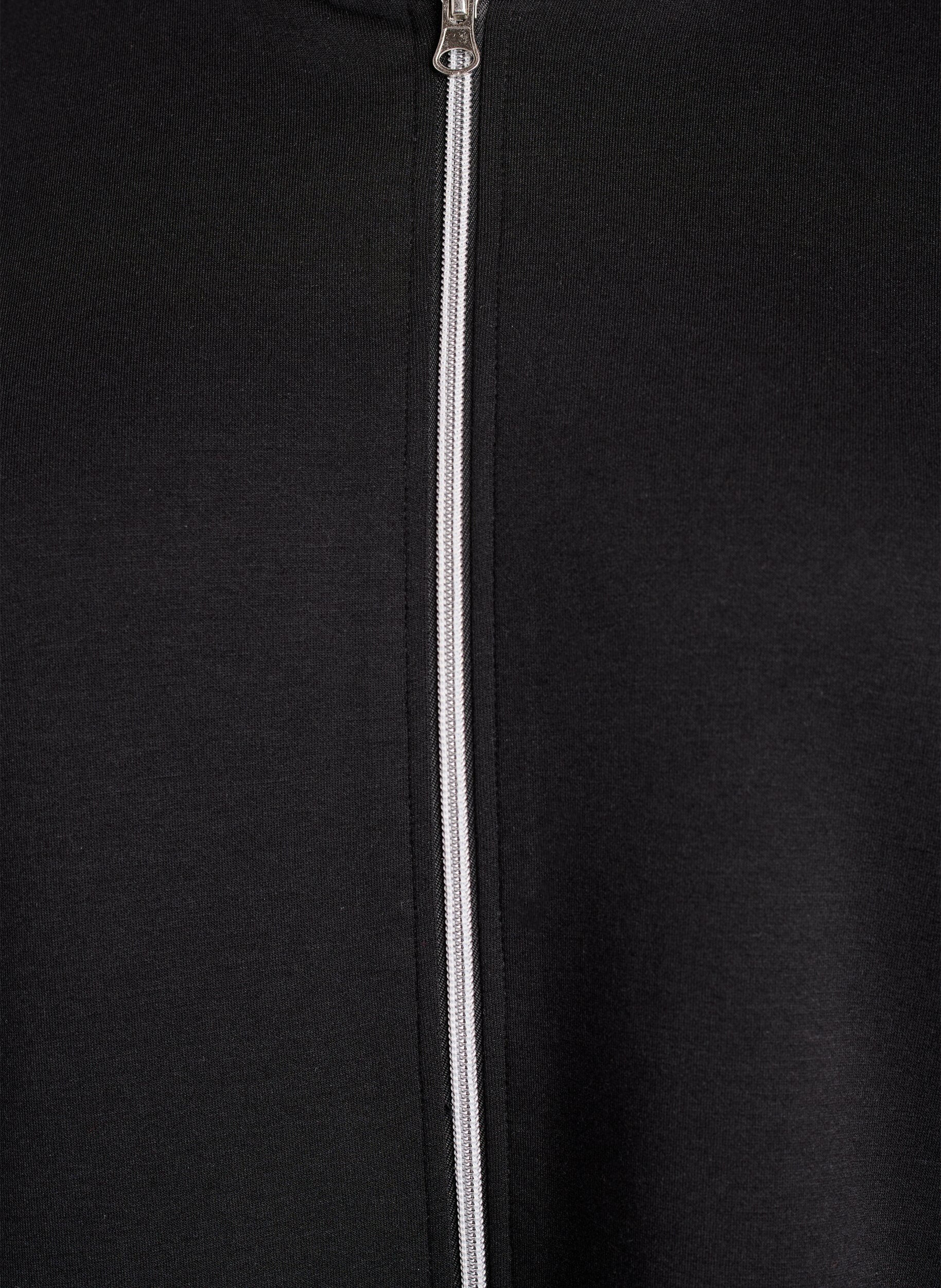 Zizzi Scuba-hoodie met rits en zakken, Zwart, Packshot image number 2