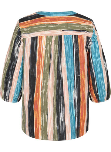 Gestreepte blouse met 3/4 mouwen, Multi Stripe AOP, Packshot image number 1