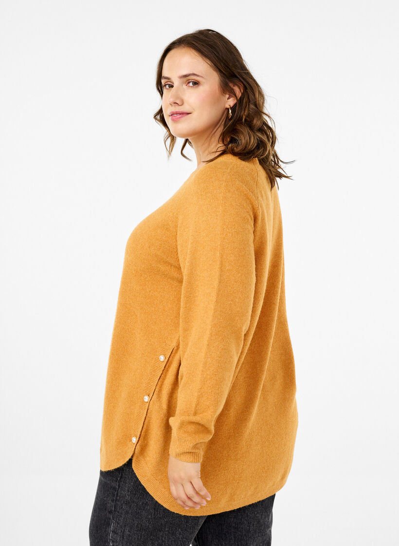 Gebreide blouse met kralen, Yam White Mel., Model image number 1