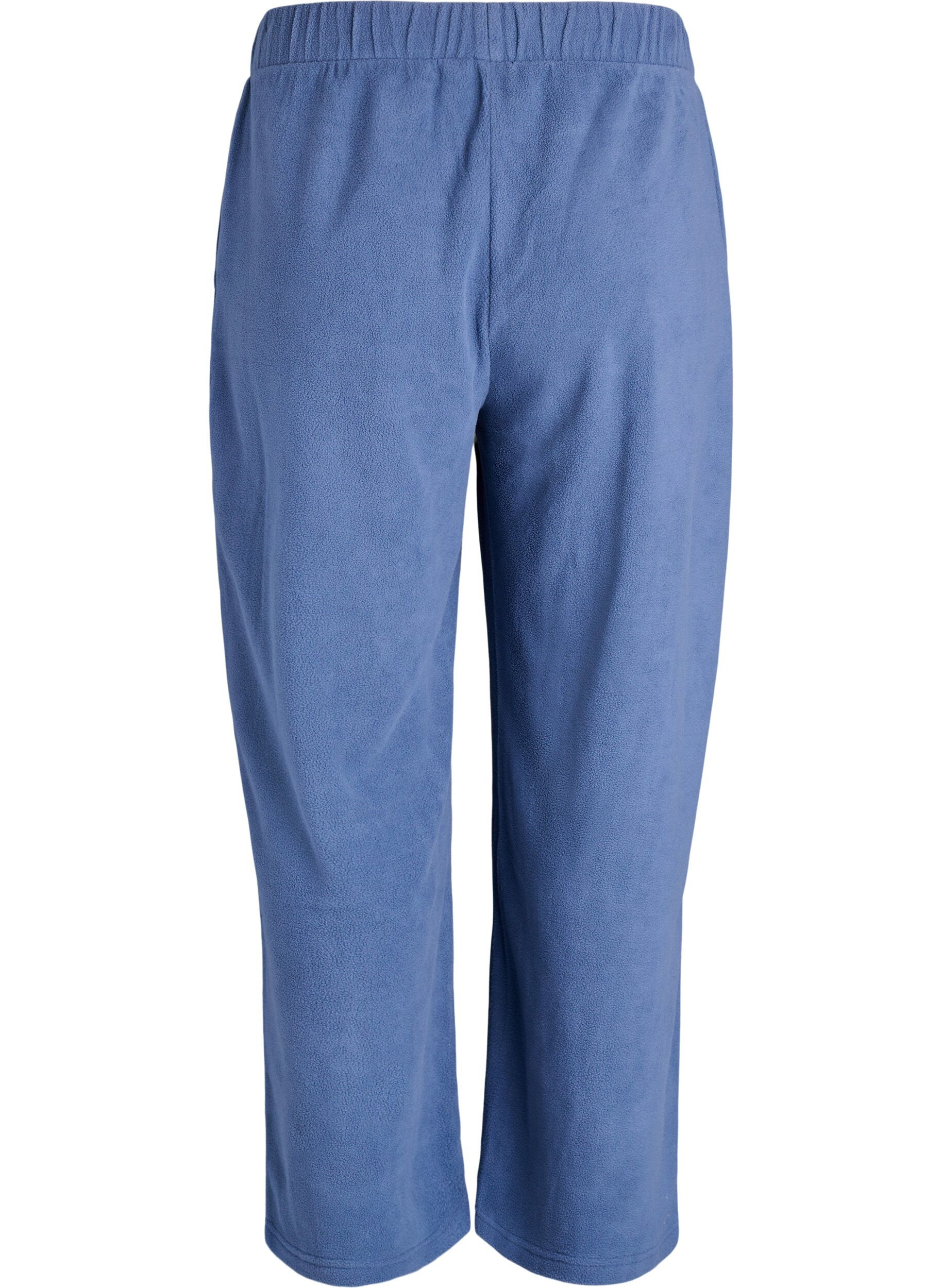 Zizzi High-waist fleecetrousers met zakken, Blauw, Packshot image number 1