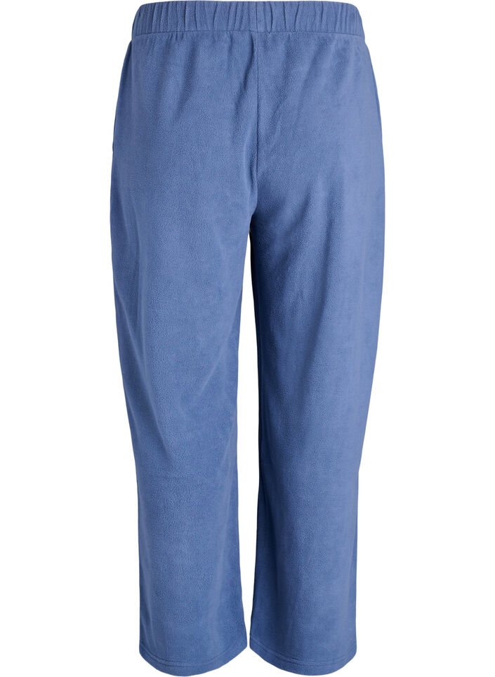 High-waist fleecetrousers met zakken, Blauw, Packshot