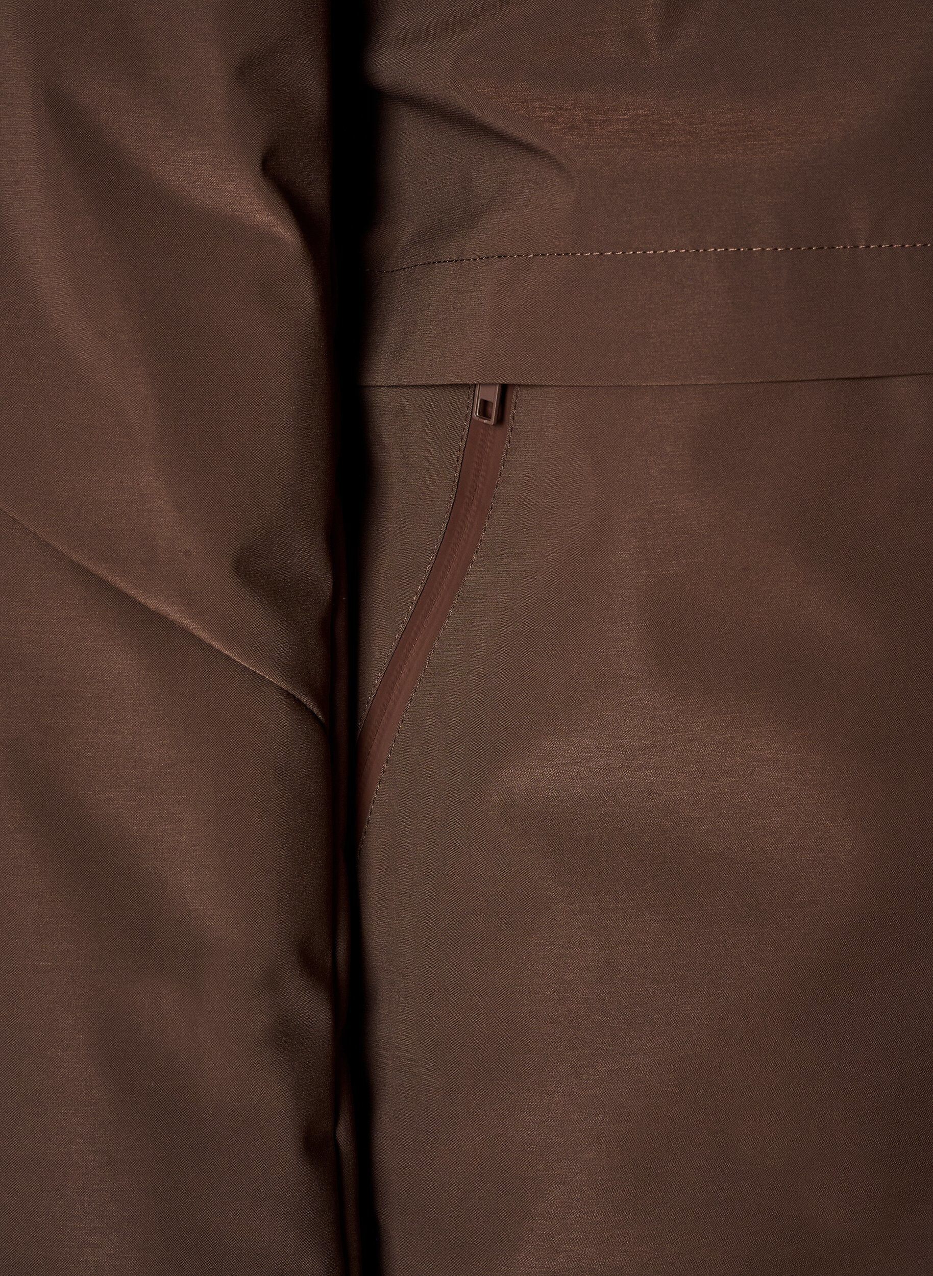 ZizziWinterjas met capuchon en verstelbare taille, Bruin, Packshot image number 3