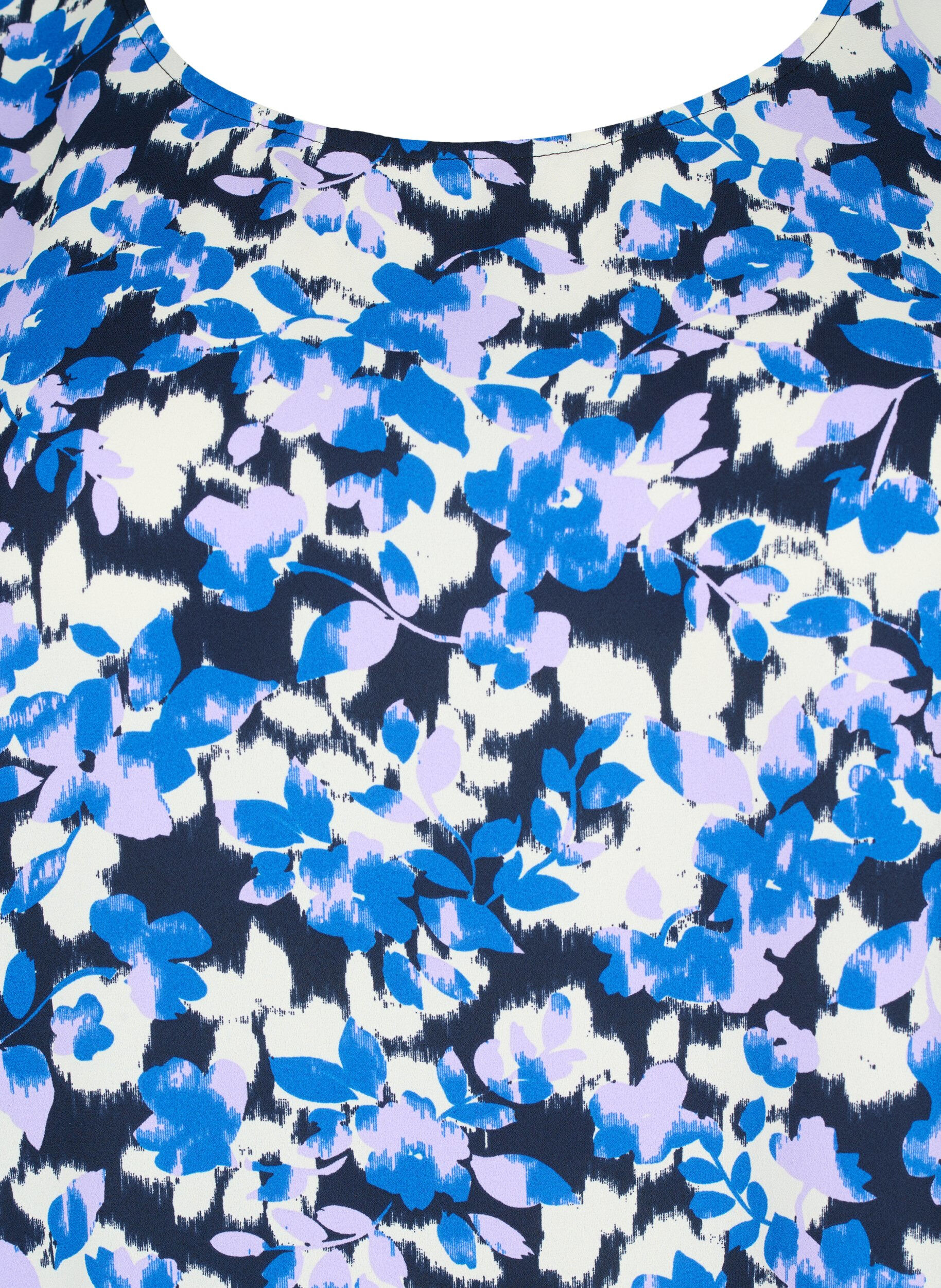Zizzi FLASH - Blouse met lange mouwen, smok en print, Blue Purple Flower, Packshot image number 2