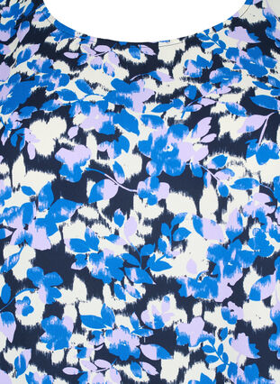 FLASH - Blouse met lange mouwen, smok en print, Blue Purple Flower, Packshot image number 2