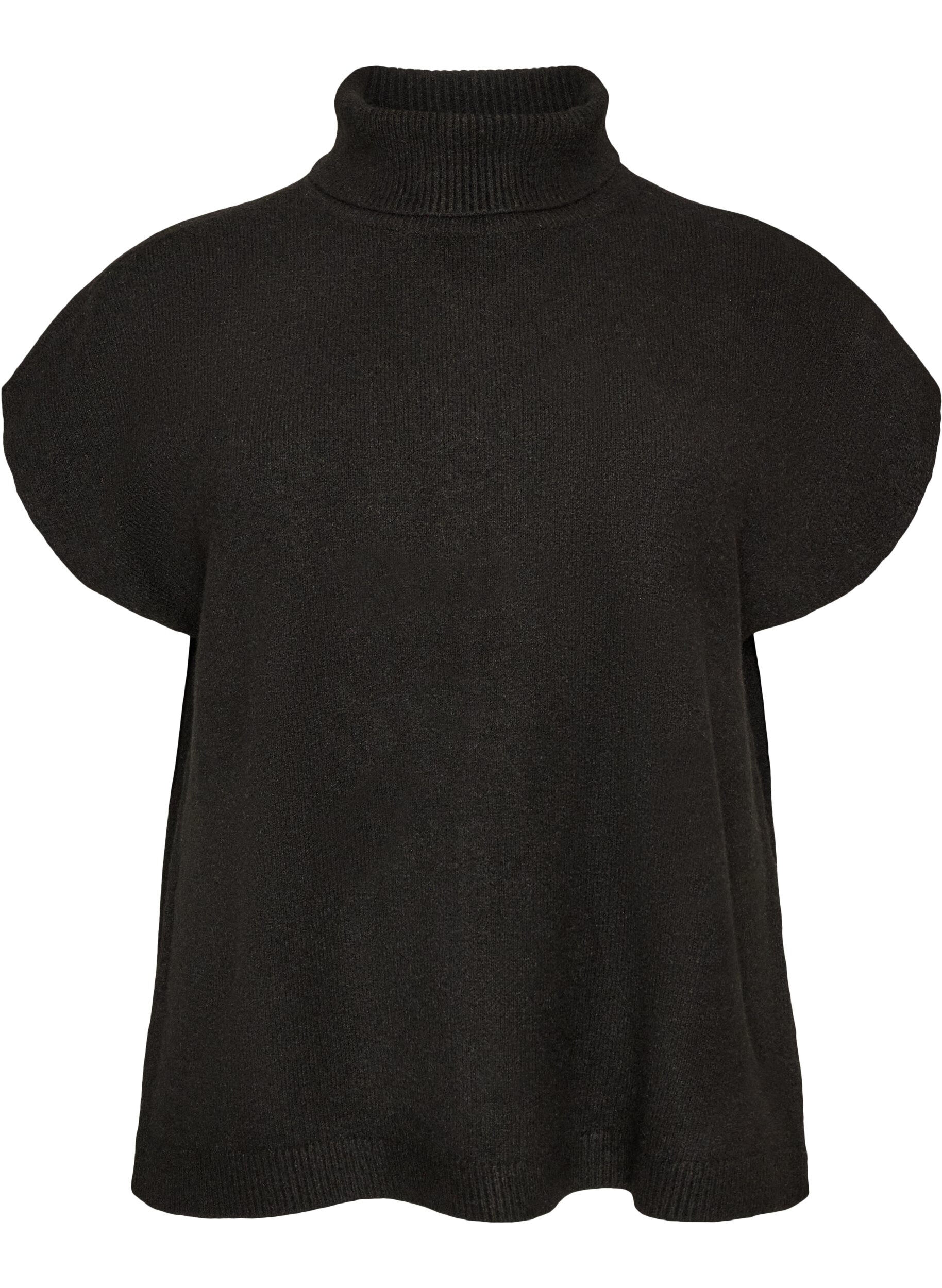 ZizziGebreide vest met col, Zwart, Packshot image number 0