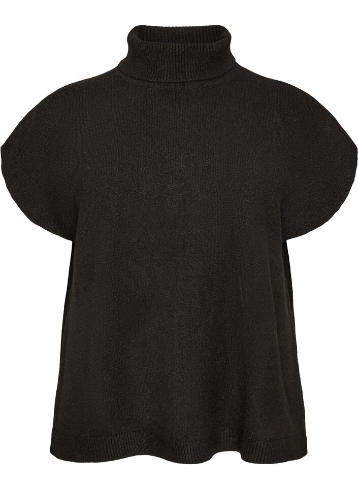 Gebreide vest met col, Zwart, Packshot image number 0