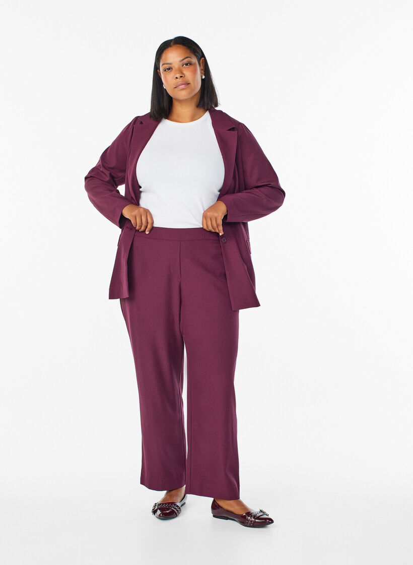 Losse broek met zakken, Donker Bordeaux, Model image number 0