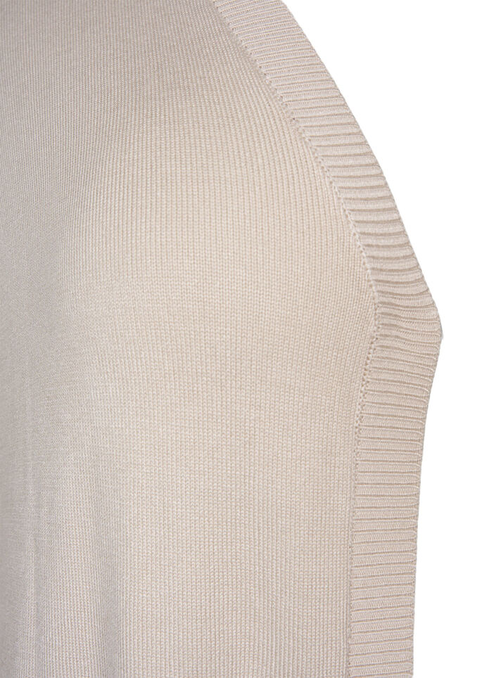 Lang gebreid vest in viscosemix, Beige, Packshot image number 2