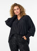 Blouse met ruches kraag en plooien, Zwart, Model image number 0
