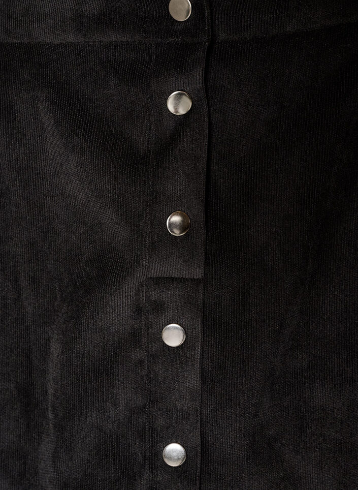 A-lijn corduroy rok met knopen, Zwart, Packshot image number 2
