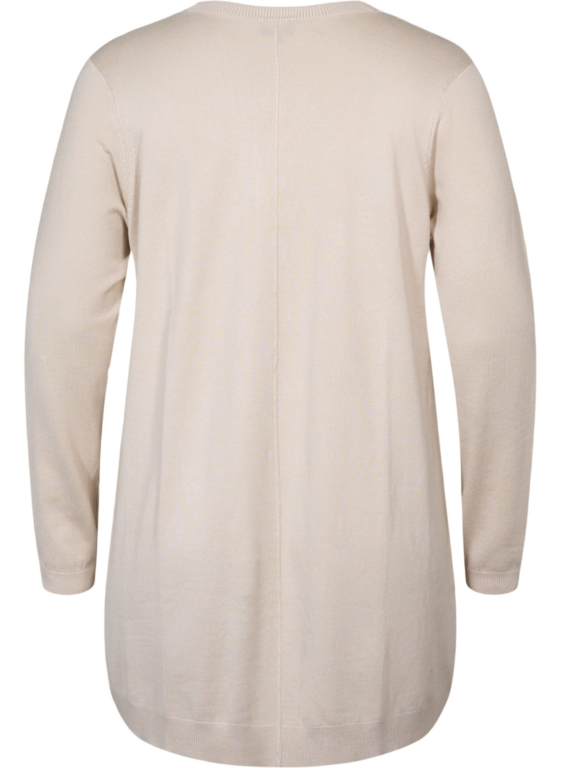 ZizziLang gebreid vest in viscosemix, Beige, Packshot image number 1