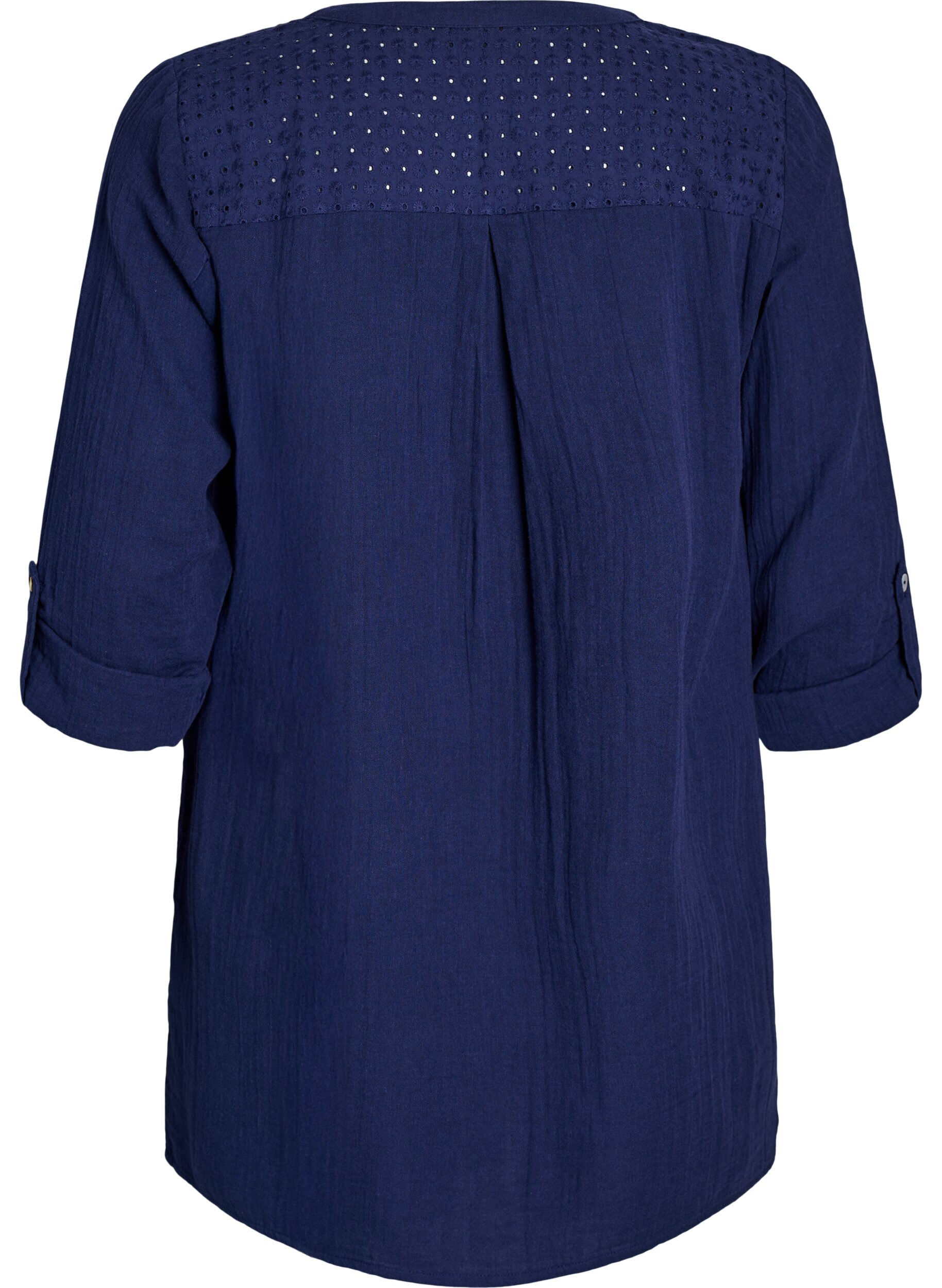 Zizzi Katoenen mousseline tuniek met broderie anglaise, Blauw, Packshot image number 1