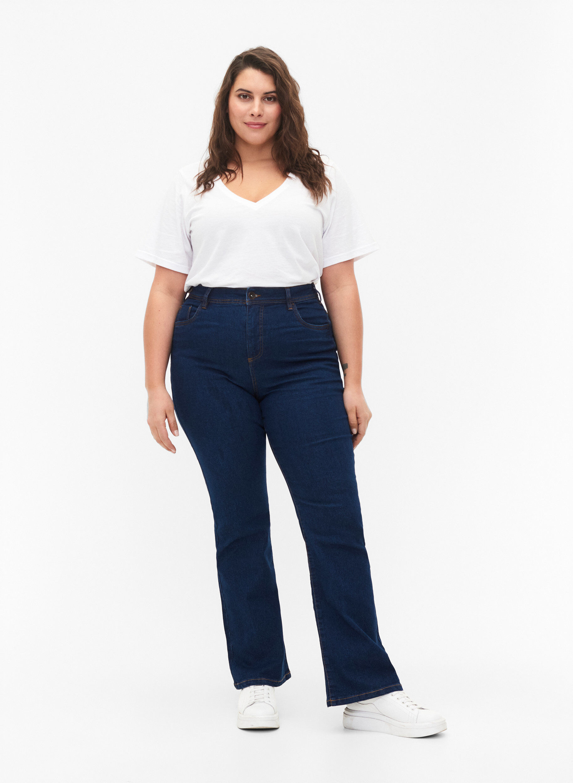 FLASH - Hoog getailleerde jeans met bootcut, Blauw, Model
