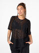 Kanten blouse met korte mouwen, Black, Model image number 0