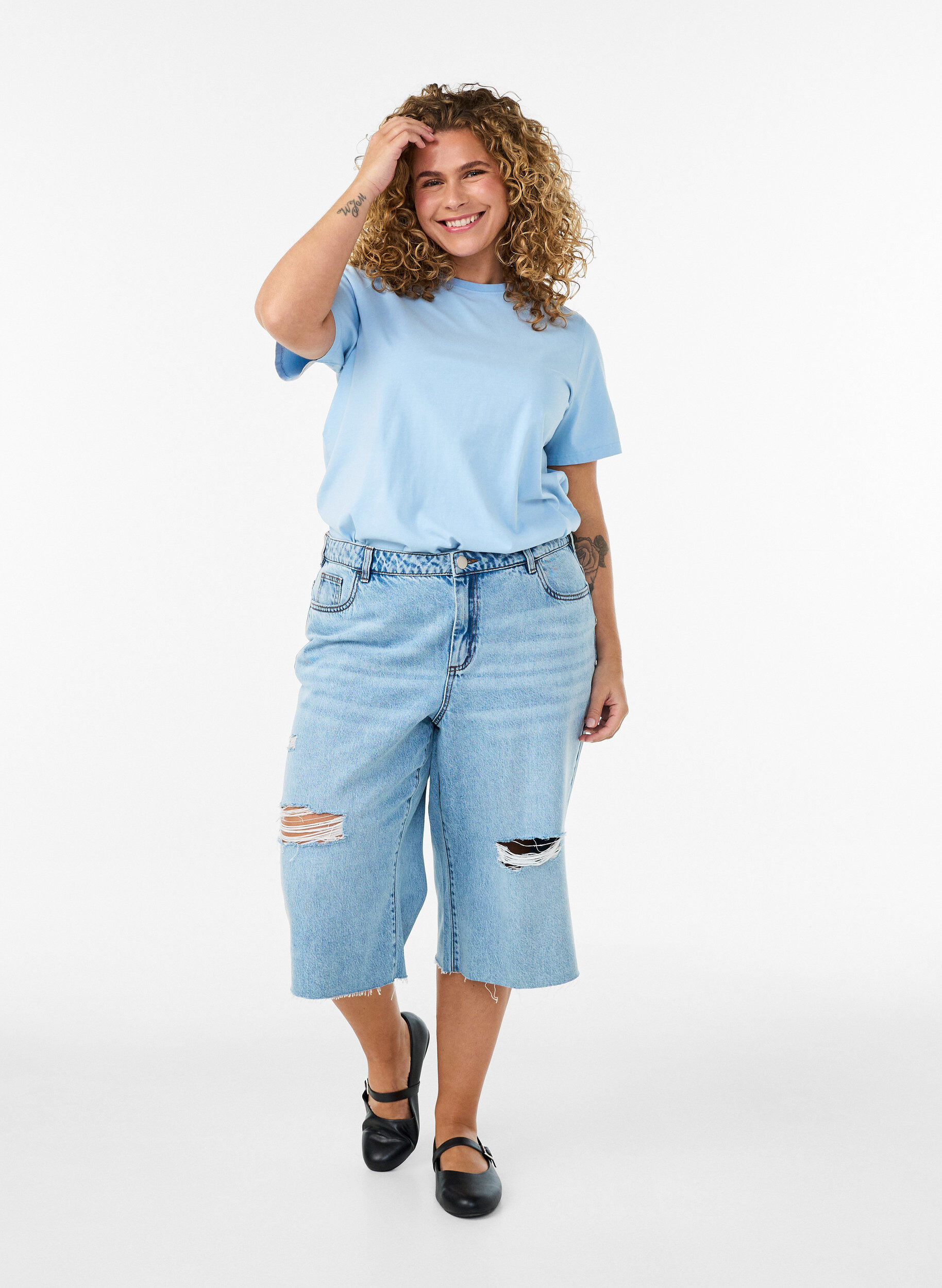 ZizziGrafisch T-shirt van biologisch katoen, Blauw, Model image number 1